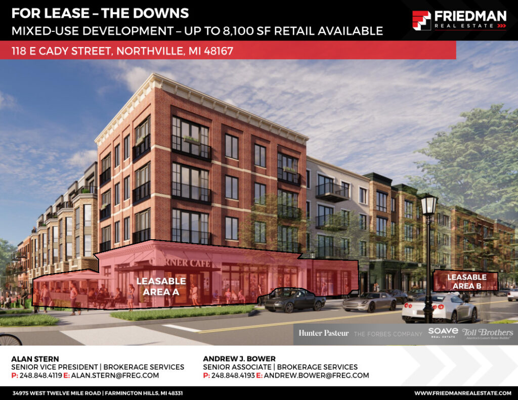 Mixed-use development for lease in Northville, Michigan