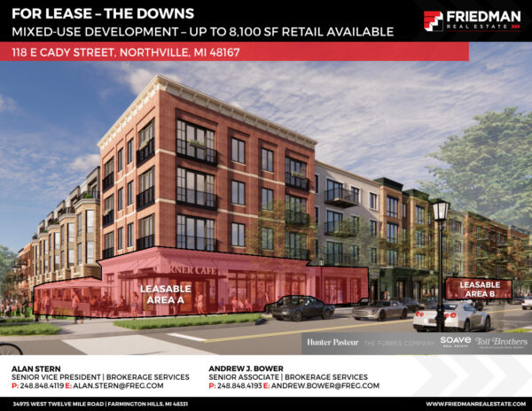 Mixed-use development for lease in Northville, Michigan