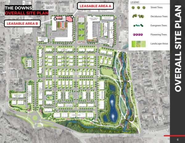Detailed site plan showing different leasable areas.