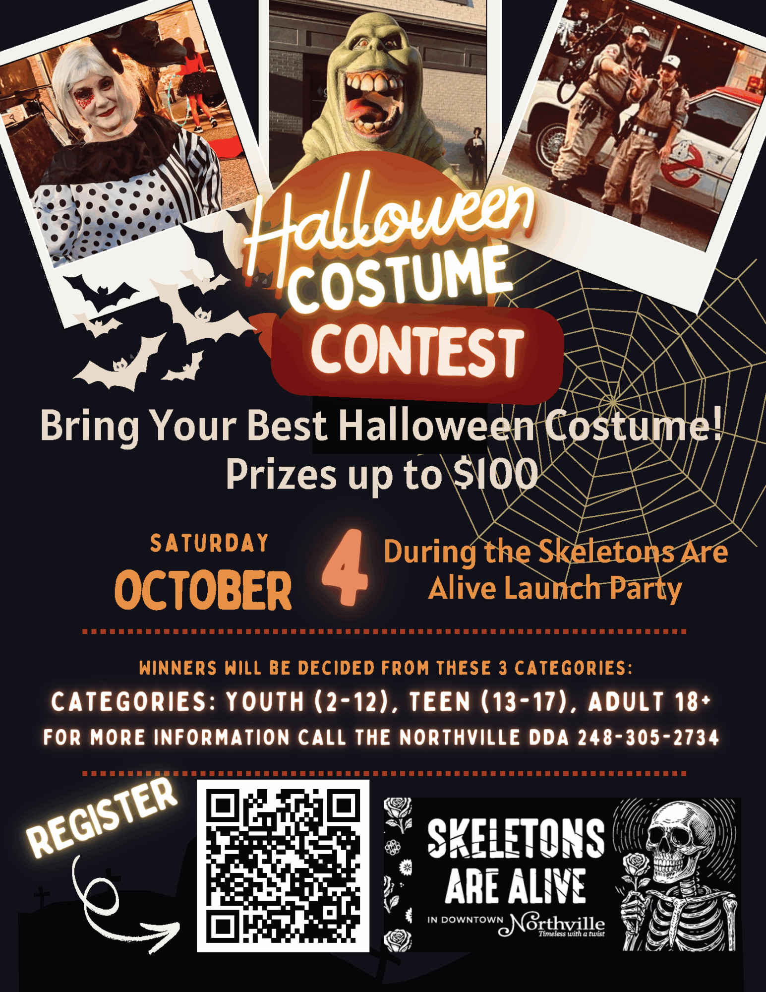 Halloween costume contest, prizes up to $100.
