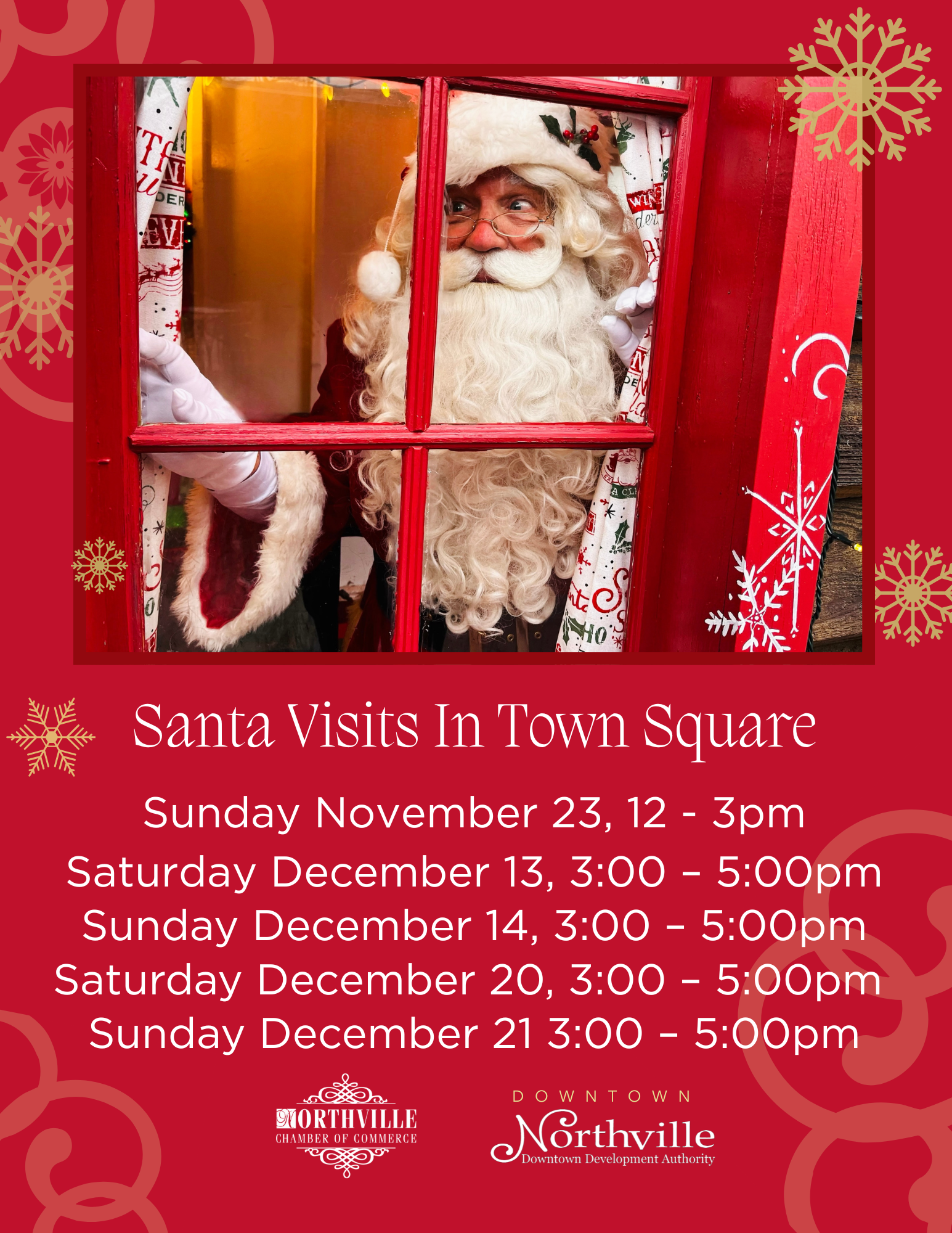 Santa Claus visits Town Square event schedule.